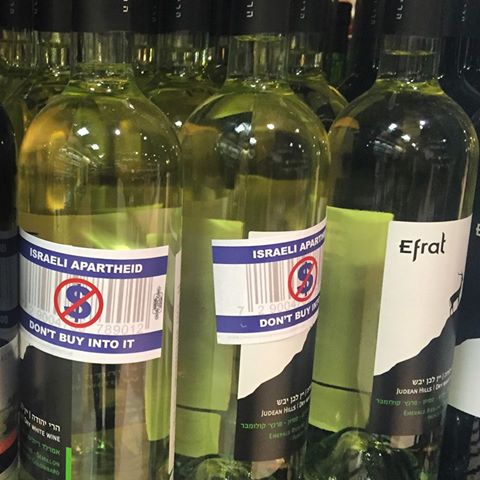 BDS stickers on Israeli wine found in Vancouver FACEBOOK PHOTO
