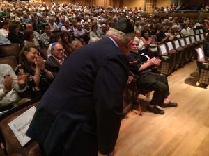 Doug Ford takes a bow during Selichot services at Temple Sinai in Toronto on Sept. 16, 2017, around the time he started charting his rise to the Ontario premiership.